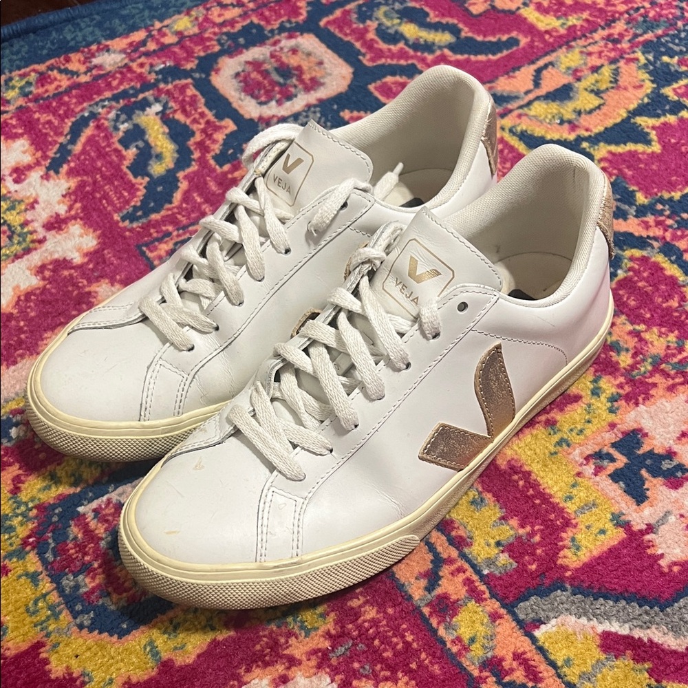 Veja Esplar leather sneaker white cream lace up size 8 women’s - Picture 3 of 8
